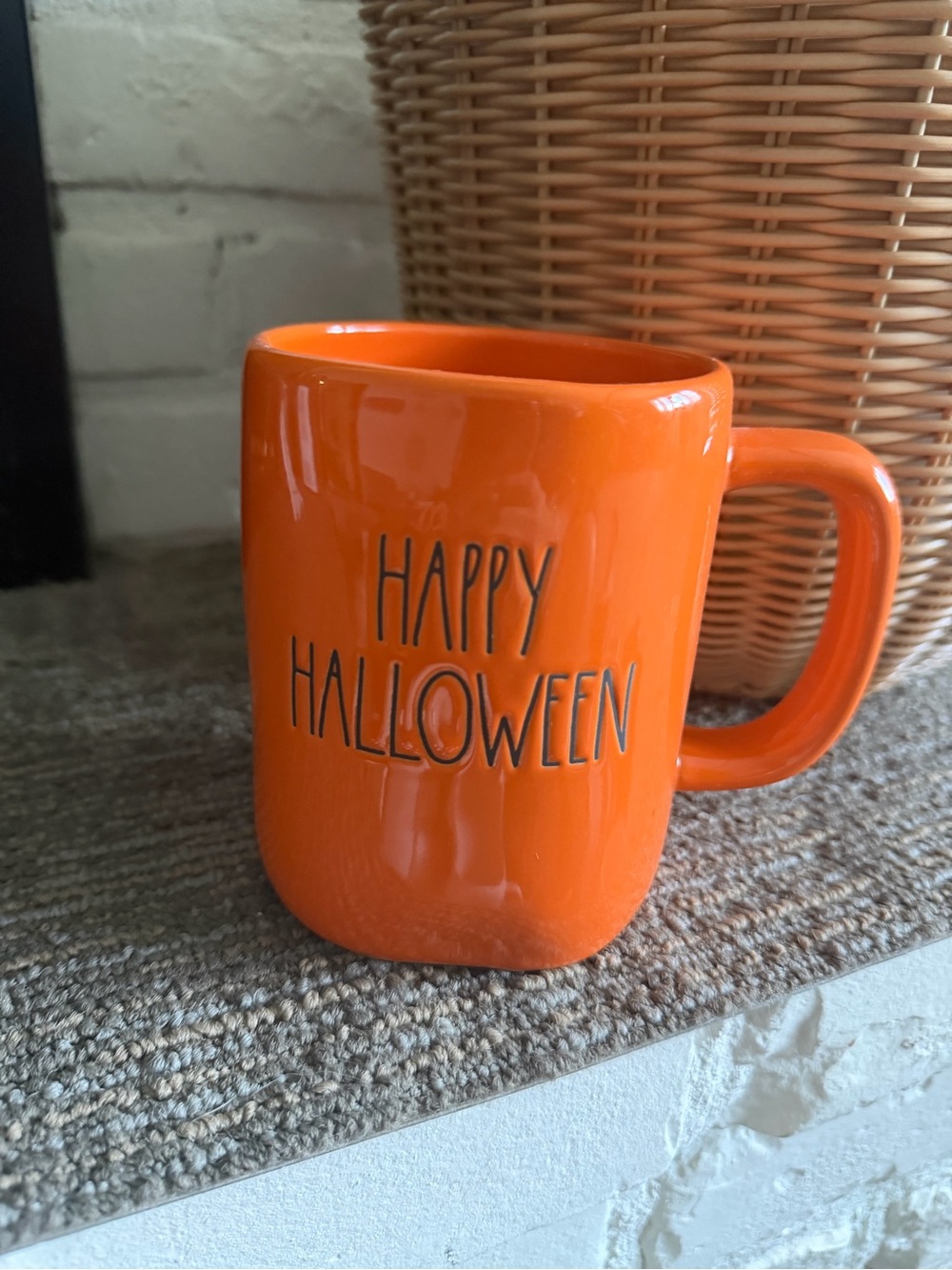Rae Dunn Orange "Happy Halloween" Ceramic Mug